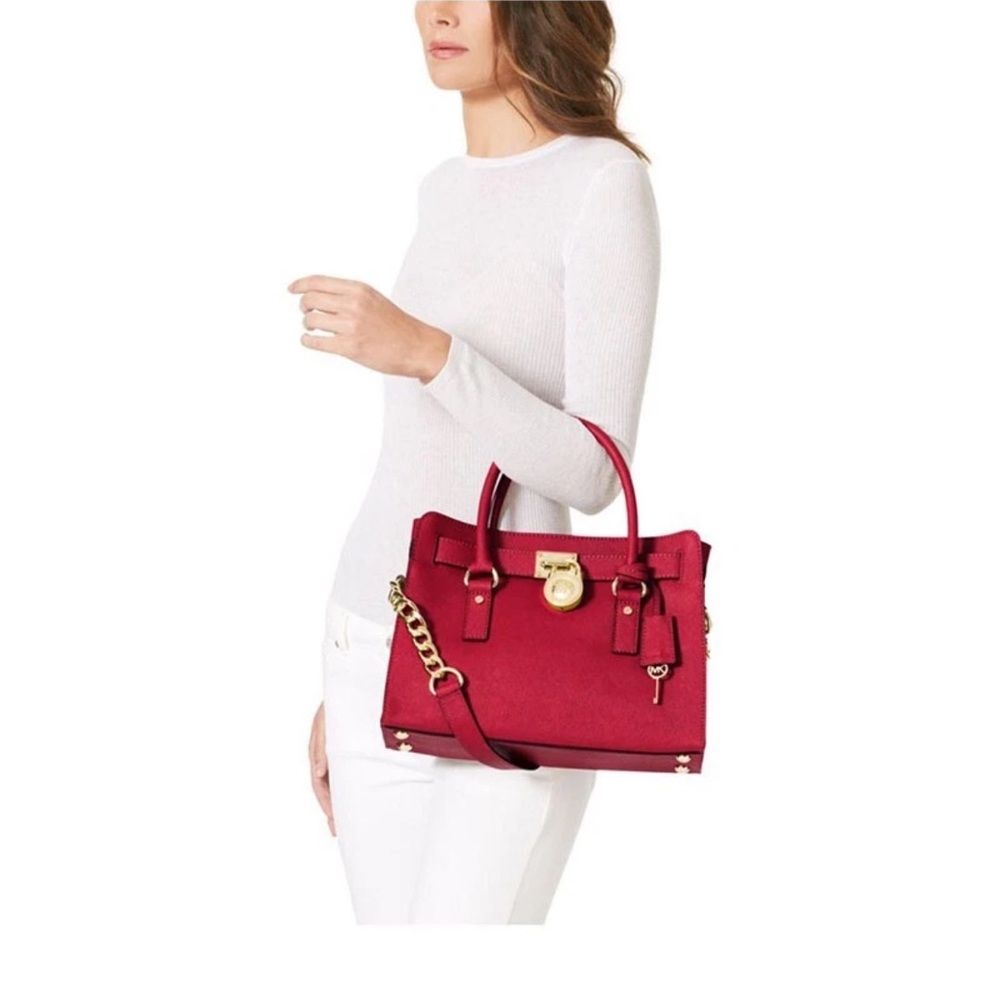 Michael Kors “Hamilton” Medium Saffiano Satchel - Cherry Red - Picture 9 of 9